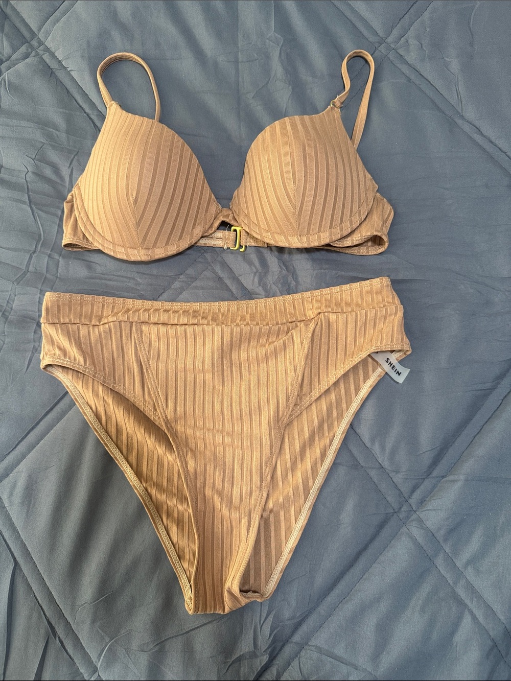 Women’s Ribbed High-Waist Bikini Set in Nude